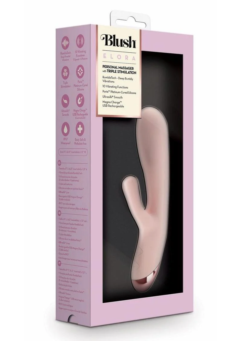 Blush Elora Rechargeable Silicone Rabbit Vibrator with Triple Stimulation - Image 4