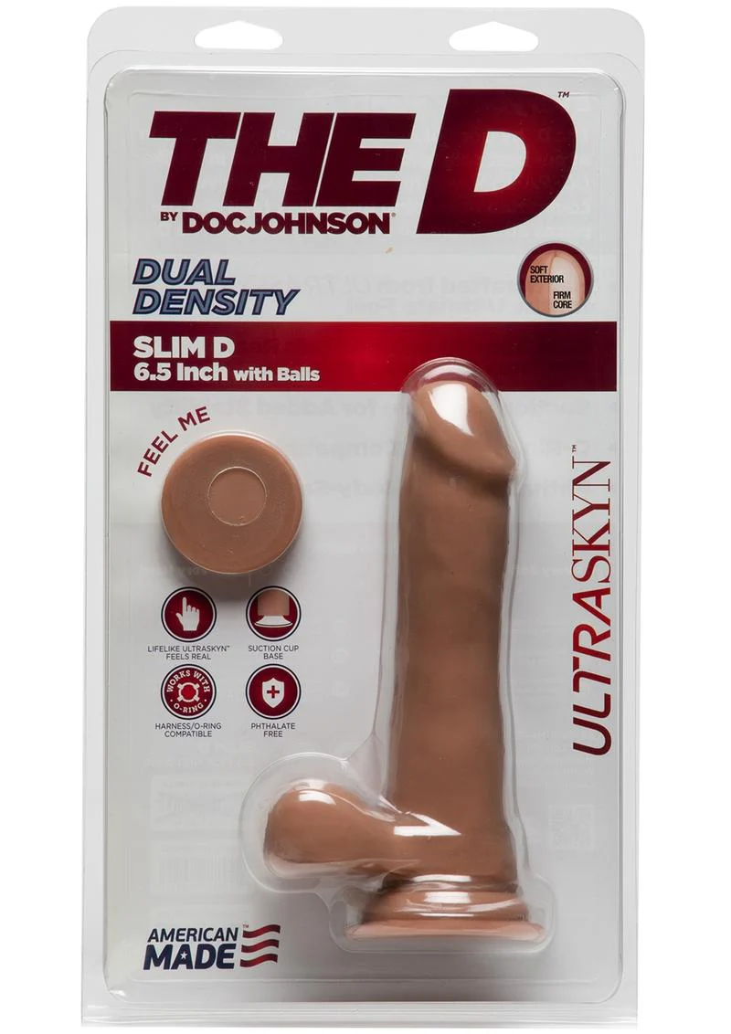 D Slim D 6.5 Inch UltraSKYN Dildo with Balls - Image 3