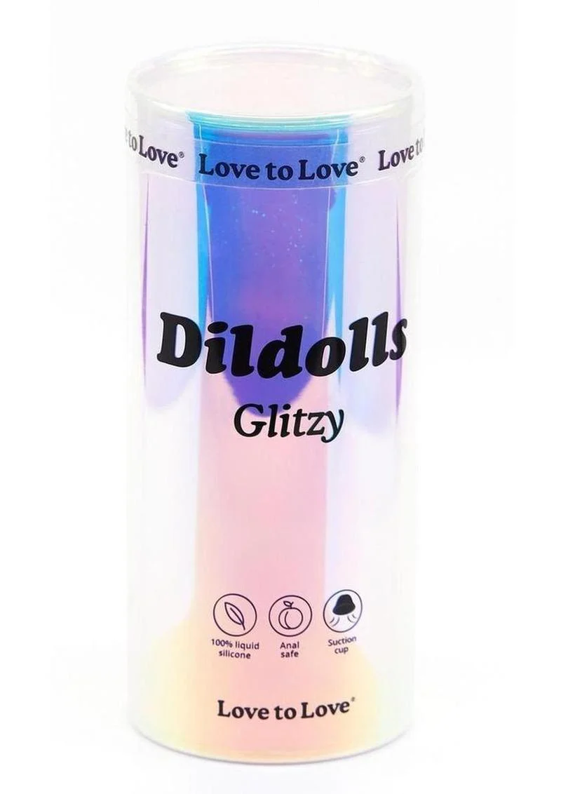 Dildolls Glitzy Silicone Dildo Love to Love Rainbow Suction Cup Toy - Image 4
