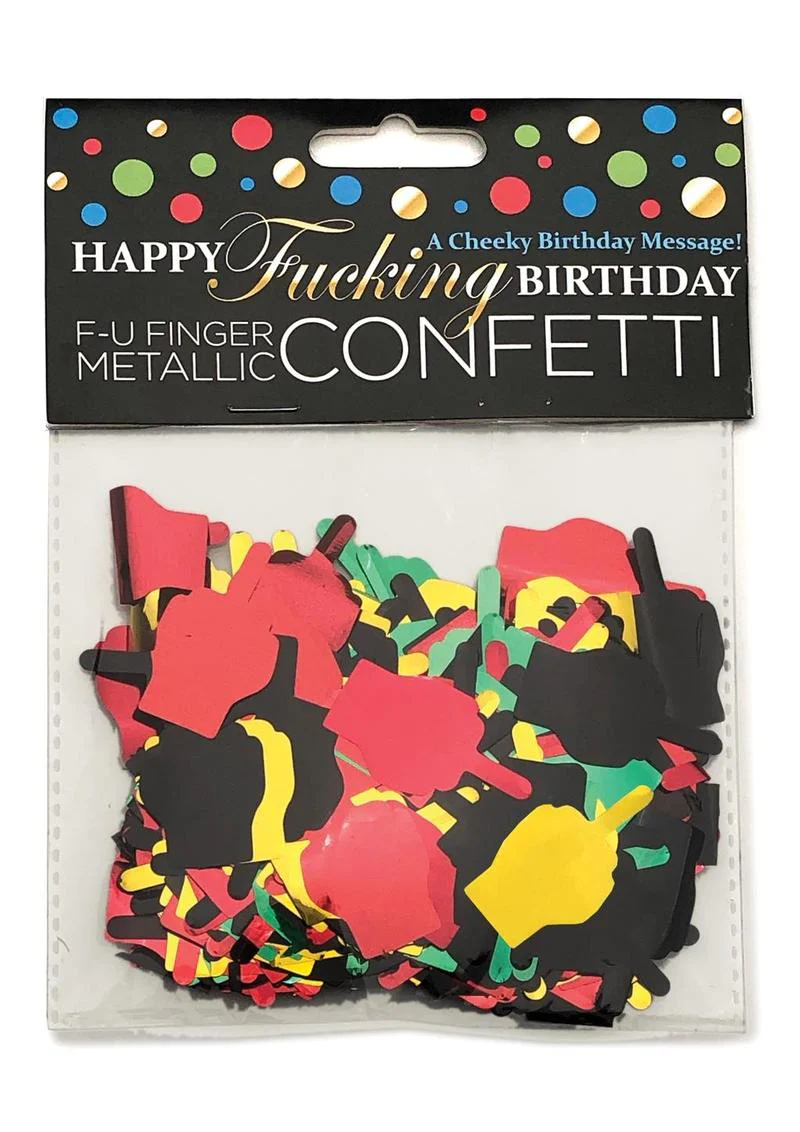 Happy Fucking Birthday F-U Finger Confetti Metallic Multicolor - Image 2