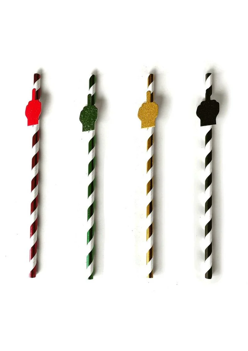 Happy Fucking Birthday Tall Party Straws Glittering Fun Straws