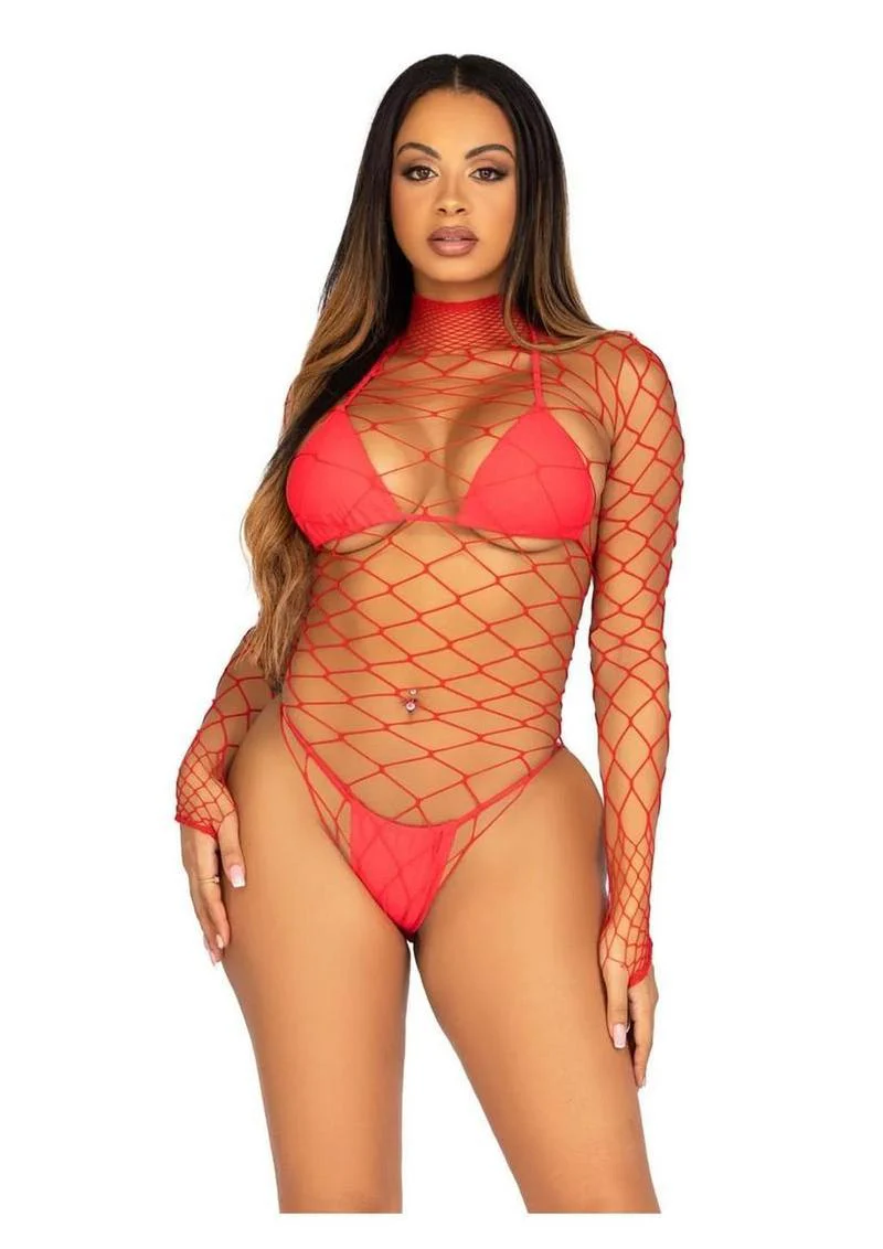LEG AVENUE Fence Net Snap Crotch Bodysuit - Image 9