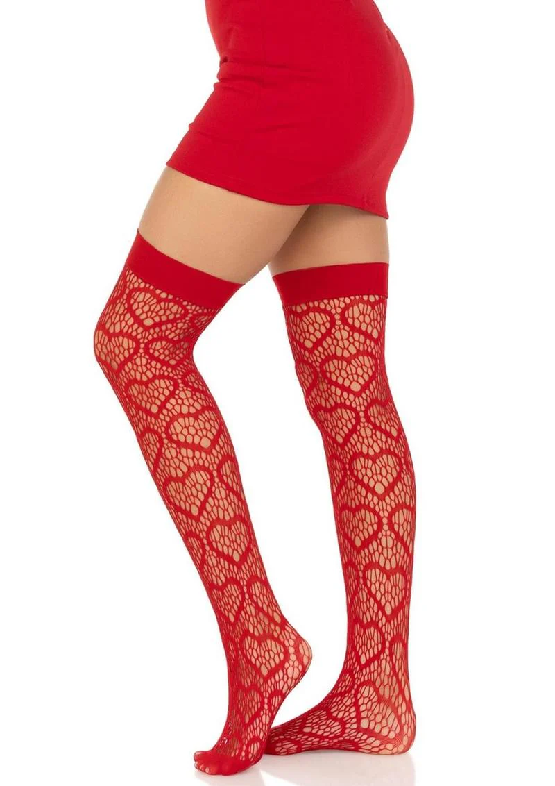 Leg Avenue Heart Net Elastic Top Thigh Highs - Image 2