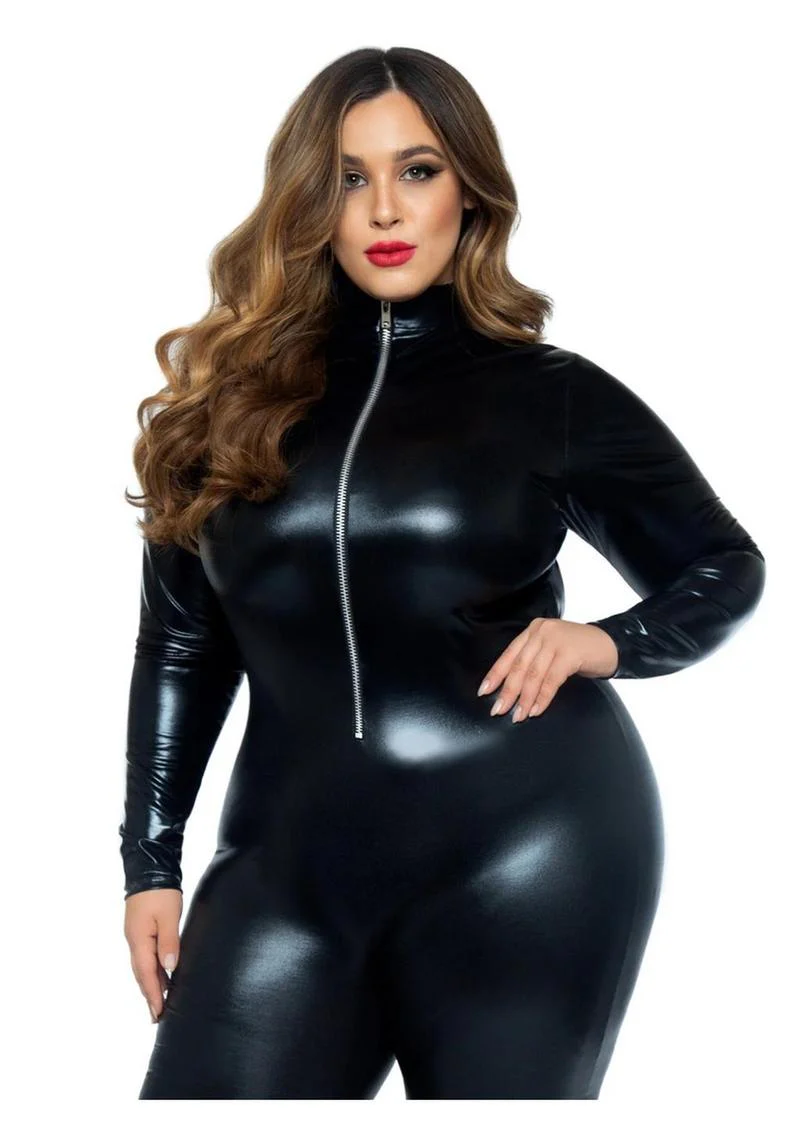 Leg Avenue Lame Zipper Front Cat Suit - Image 2