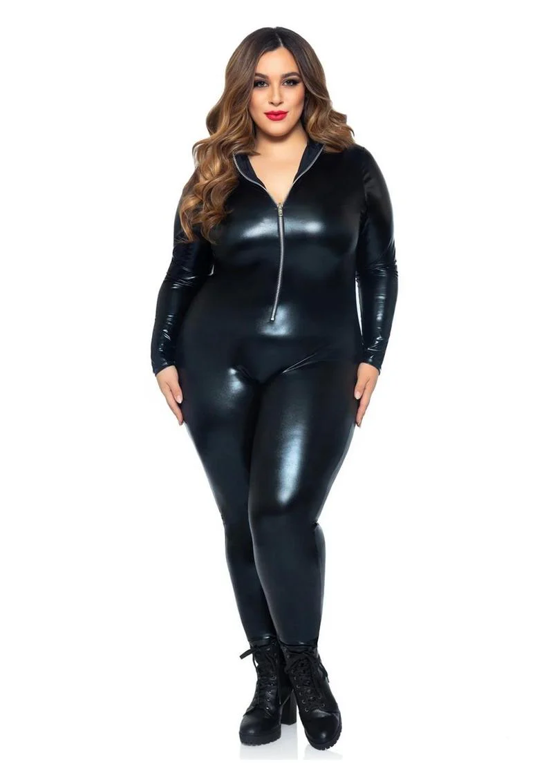 Leg Avenue Lame Zipper Front Cat Suit - Image 4