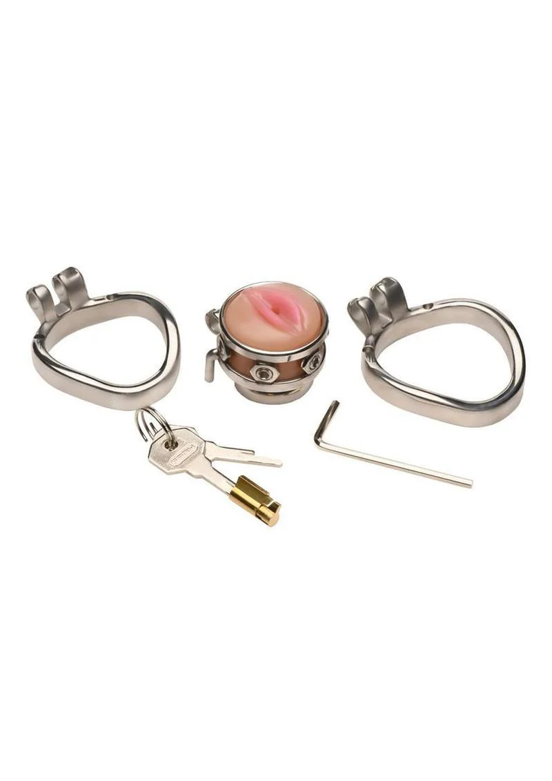 Master Series Pussy Boy Metal Chastity Cage - Image 3