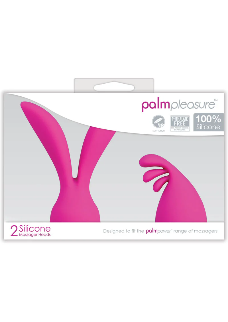 PalmPleasure Silicone Massager Heads 2-Pack Pink Attachments - Image 3