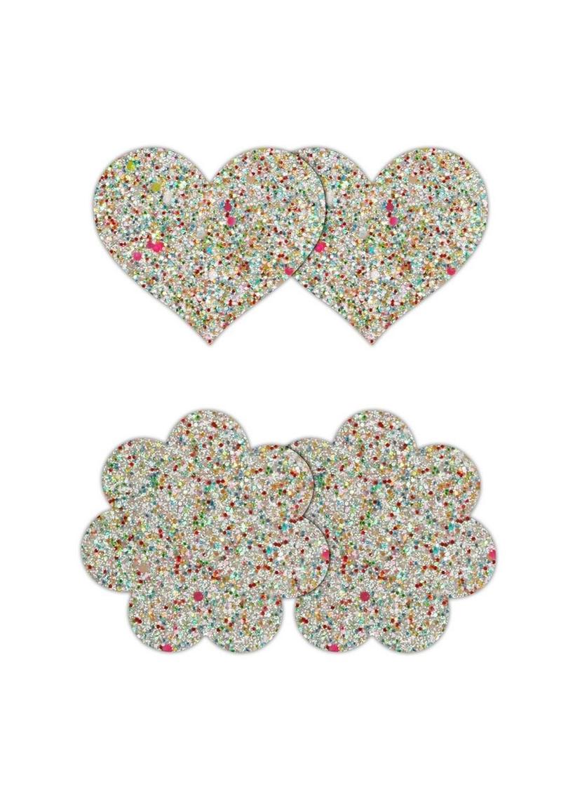 Pretty Pasties Glow in the Dark Heart And Flower Multicolor 2 Pairs
