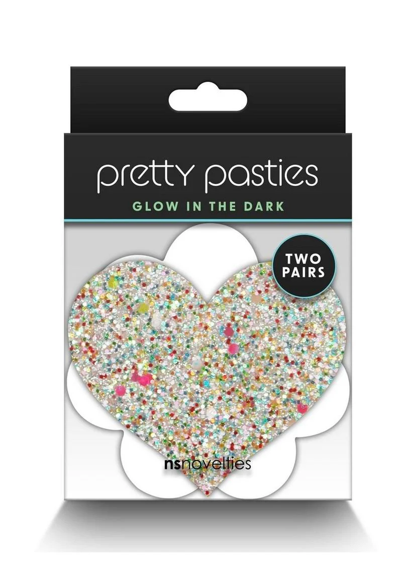 Pretty Pasties Glow in the Dark Heart And Flower Multicolor 2 Pairs - Image 2