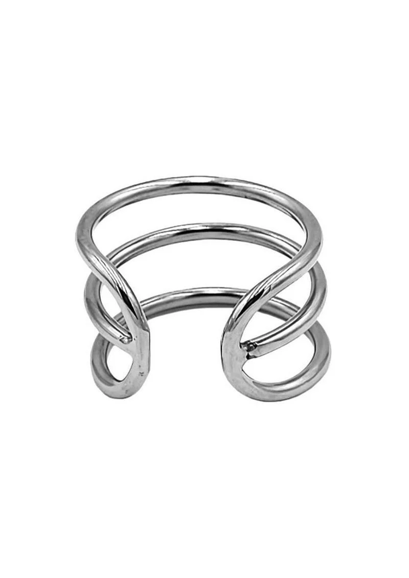Rouge Stainless Steel Triple Wire Glans Ring Premium Silver Design - Image 2