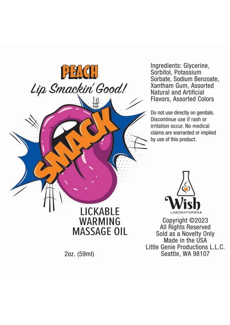 Smack Lickable Warming Massage Oil Peach Flavor 2oz - Image 2