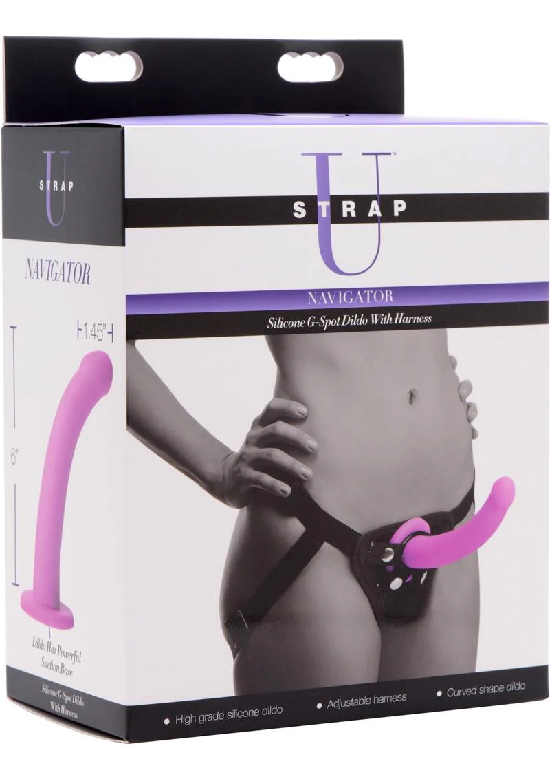 Strap U Navigator Silicone G-Spot Dildo with Harness - Image 4